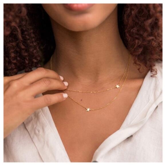 NEW Jennifer Zeuner Double Star Necklace - Gold - Picture 7 of 7